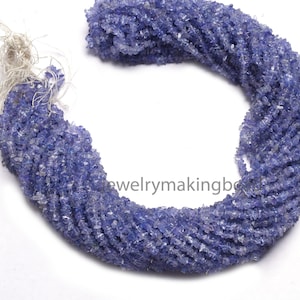 Fine Quality Natural Tanzanite Uncut Chips Smooth Raw Gemstone Beads,34&quot;Strand,Blue Tanzanite Chips,Nugget,Rough Beads,Jewelry Making Crafts