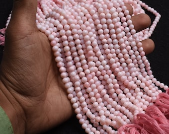 Bubblegum Shades Pink Opal Round Beads | Opal Smooth Ball Shape Crystal | 5-5.5mm Opal Plain Gemstone Strand For Beautiful Jewelry Making