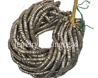 ON SALE Natural Pyrite Heishi Cut Square Shape Beads 5-6mm Gemstone Beads Strand 8 inch Long