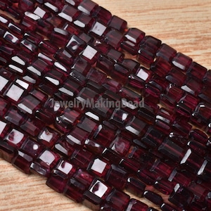 12" Natural Red Garnet Faceted Beads Strand, Smooth Straight Drilled Red Garnet Gemstone Beads, Loose Bead String For Jewelry Making Craft
