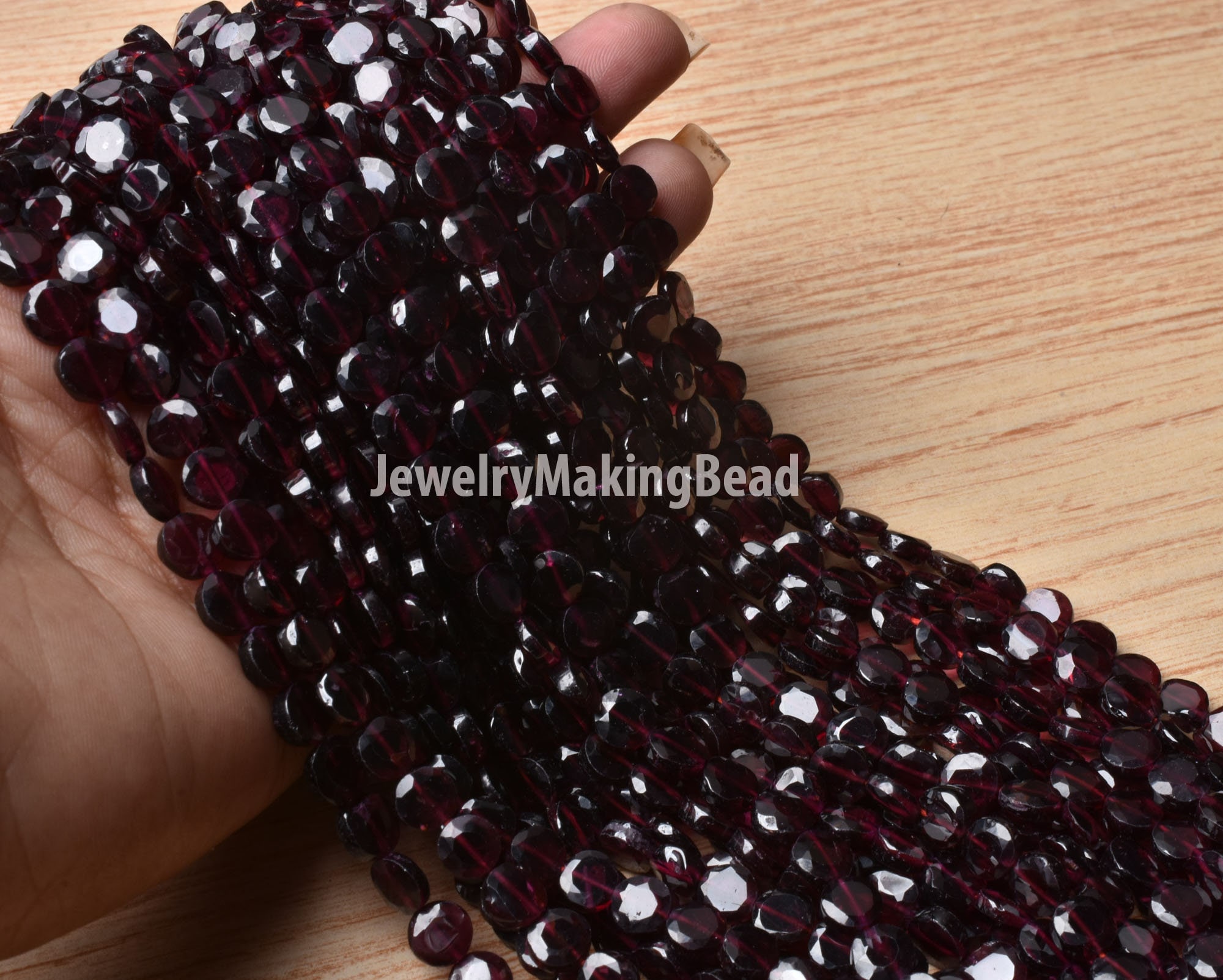 Natural Garnet Coin Shape Faceted Beads 4x4 MM Beads Strand 13'' Beads For Jewelry