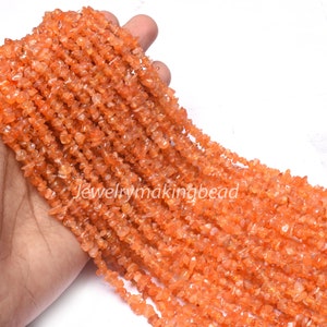 34" Strand Natural Light Orange Color Carnelian Uncut Chip Beads –  Raw Rough Carnelian Nugget Smooth Uneven Gemstone Bead For Jewelry Craft