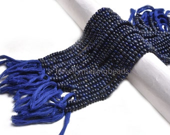 Blue Lapis Lazuli Smooth Rondelle Shape Beads Natural Lapis Plain Handmade Gemstone Beads 12.5" Lapis Jewelry Crafts Beads For Necklace SALE