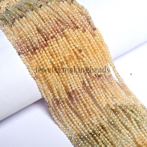 Natural Multi Yellow Shaded Zircon Rondelle Beads Strand – AAA Micro Faceted Tiny Gemstone Crystals, Loose Beads for DIY Jewelry & Beading