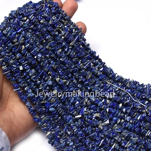 Natural Blue Lapis Lazuli Chip Beads – Smooth Uncut Nuggets, Rough Briolette Gemstones for Jewelry Making & Crafts
