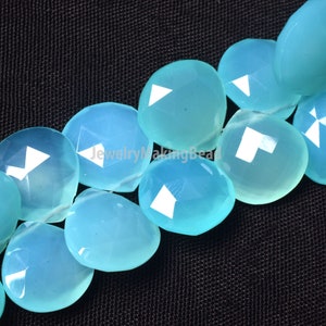 SKY BLUE FACETED CHALCEDONY BEADS OVAL NATURAL GEMSTONE 8" STRAND FOR JEWELRY 