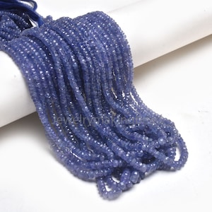 Blue Tanzanite Indian Cut Beads – 3.5mm Faceted Rondelle Shape, Loose Natural Gemstone Strand for Wire Wrapping & Beading