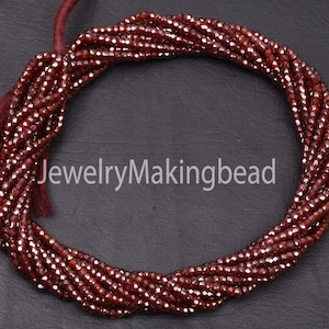 Loving Red Zircon Machine Cut Faceted Rondelle Beads 12&quot;Strand Natural Red Zircon Rondelle Micro Cut Gemstone Beads 3mm AAA Quality  Jewelry