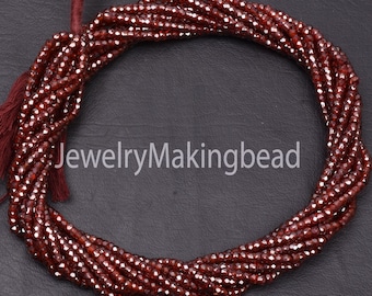 Loving Red Zircon Machine Cut Faceted Rondelle Beads 12&quot;Strand Natural Red Zircon Rondelle Micro Cut Gemstone Beads 3mm AAA Quality  Jewelry