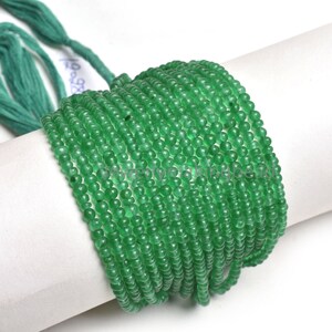 Beautiful Green Quartz Smooth Beads | Natural 3.5mm Rondelle Handmade Plain Strand | Tiny Size Green Quartz Line Crystal For Jewelry Making