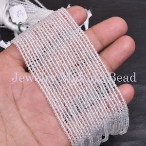 Clear Crystal Quartz Faceted Rondelle Shape Beads,2.2 mm Crystal Micro Cut Beads 13&#39;&#39; Strand, Gemstone Tiny Stone Beads Jewelry Craft SALE