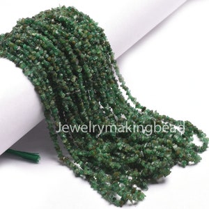 16" Strand Natural Green Emerald Uncut Chip Beads – Fine Quality Raw Rough Gemstone Smooth Beads, Emerald Loose Uneven Beads For DIY Jewelry