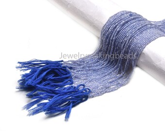 Cuentas redondas de tanzanita azul AAA, gemas facetadas para la fabricación de joyas.