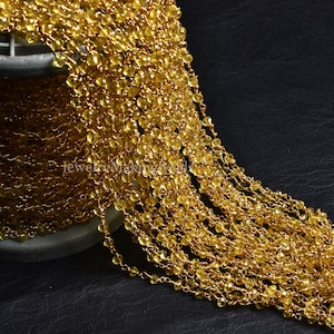1,5,10,50 Feet Lemon quartz hydro faceted Rondelle Beads Rosary Chain gold Plated wire Bulk Roll Chain Wholesale rosary Beaded Chain Jewelry