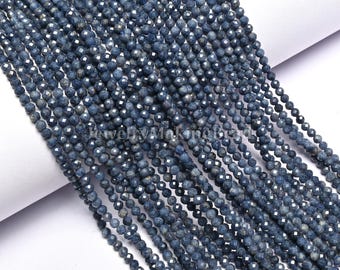 Faceted Natural Blue Sapphire Rondelle Beads - 3mm Gemstone Strand
