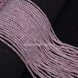 Natural Pink Rose Quartz Faceted Beads, 3mm Micro Cut Rondelle Gemstones for Jewelry Making & Healing Crystals