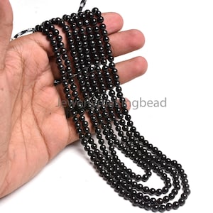 Top Quality Black Onyx Beads Necklace | 19-22 Inch Strand Onyx Jewelry Necklace, 4.5-5mm Onyx Round Ball Shape Jewelry Beaded Necklace