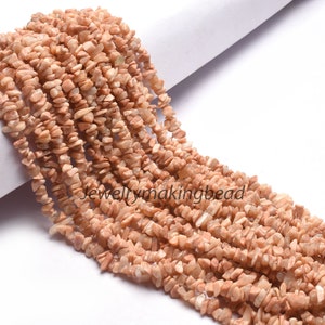 34&quot; Strand Natural Peach Moonstone Smooth Uncut Chip Beads, Moonstone Raw Rough Nugget Gemstone Beads Fine Quality Jewelry Making Craft SALE