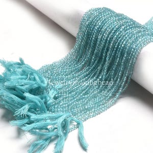 Natural Blue Apatite Beads – 3mm Smooth Round Gemstones, 13&#39;&#39; Strand Loose Crystal Beads for Jewelry Making, Sky Blue Apatite Stone Beads