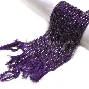 5mm Purple Amethyst Rondelle Beads Strand – 13&#39;&#39; Natural Smooth Plain Gemstone Bead, Handmade African Amethyst Loose Bead for Jewelry Making