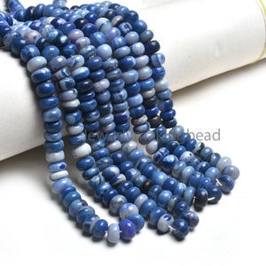 Shaded Indigo Blue Opal Beads | Smooth Rondelle Opal Beads | 16” Strand Dyed Opal Gemstone Beads | Fine Quality Handmade Jewelry”