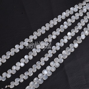 AAA Natural White Moonstone Heart Shape Beads Strand – Faceted Tiny Gemstone Bead String, Bulk Jewelry Rare Moonstone Beads for DIY Findings