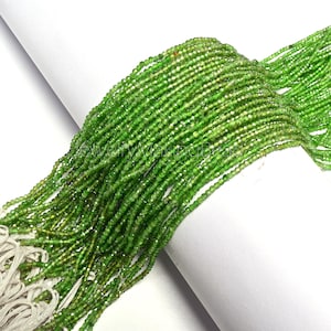 Exclusive Chrome Diopside 2mm Faceted Beads, High Quality Green Chrome Diopside Rondelle Strand, Tiny Crystal Chrome Diopside Micro Cut Bead
