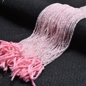 Fine Pink Rose Quartz Faceted Round Shape Beads 3.50 mm Natural Rose Quartz Round Ball Shape Jewelry Gemstone Beads Rose Quartz Micro Cut