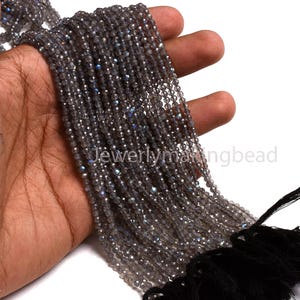 Natural Blue Fire Labradorite Faceted Beads, Micro Cut Rondelle Shape Gemstone Strand, 13&#39;&#39; Strand AAA Quality 3mm Labradorite Crystal