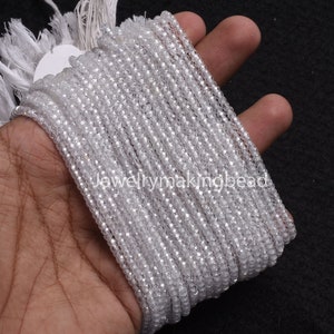 AAA Quality White Crystal Color Zircon Faceted Rondelle Gemstone Beads,3 mm Zircon faceted Rondelle Beads,13&quot; Strand zircon Beads Jewelry