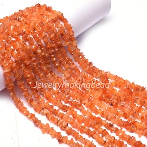 Natural Carnelian Smooth Uncut Chip Gemstone Beads – Fine Quality Carnelian Raw Rough Uneven Nugget Bead, Tiny Loose Bead String For Jewelry