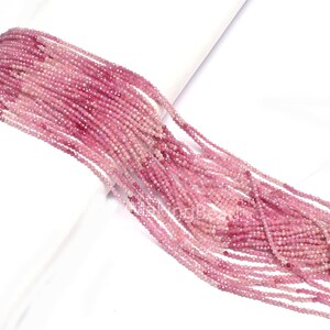 Natural Ruby Beads – Pink Red Shaded, 1.8mm Tiny Rondelle, Micro Machine Cut, 13" Strand