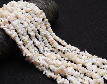 Natural White Opal Raw Chip Beads, Uncut Rough Nugget Stones, Smooth Uneven Gemstone Strand