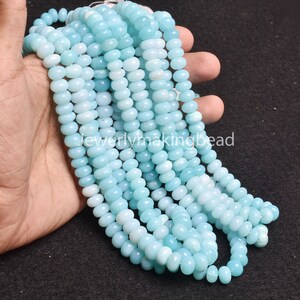 AAA Peru Blå Opal Rondelle Pärlor, Skuggad Slät Ädelsten, 9-9,5 mm, 16" Sträng
