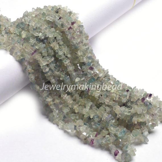 Natural Fluorite Raw Chips Beads, Smooth Uncut Crystal Gemstone Strand, Loose Stone Chips
