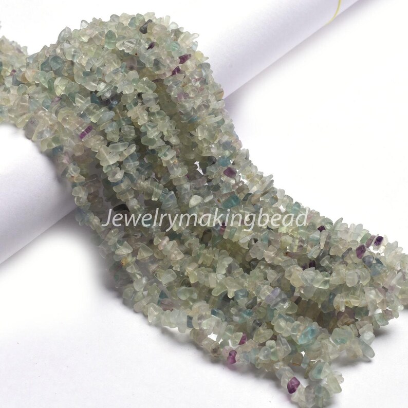 Natural Fluorite Raw Chips Beads, Smooth Uncut Crystal Gemstone Strand, Loose Stone Chips