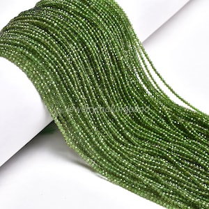 Natural Chrome Diopside Faceted Beads | 2mm Micro Cut Loose Gemstone Crystal | Beautiful Green Chrome Diopside Rondelle Shape Beads