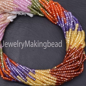 Beautiful Multi Shaded Zircon Faceted Beads - Cubic Zirconia Rondelle Shape Crystal - Micro Cut Faceted Multi Zircon 3mm Gemstone Beads