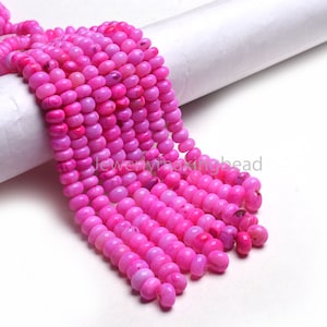 Hot Pink Opal Smooth Rondelle Gemstone Beads Fine Quality Dark Rani Pink Opal Smooth Beads Plain Handmade Necklace beads For Jewelry Crafts