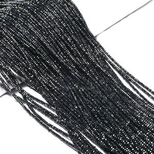 3.2mm Natural Black Spinel Coated Beads,  AAA Black Silver Coating Flat Rondelle, Micro Machine Cut Bead, 16" Strand