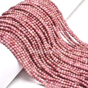 Natural Pink Rhodonite Rondelle Faceted 12.5 inch Center Drilled Beads Strands For Jewelry Making, Rhodonite Beads Strand For Cleansing, 3mm
