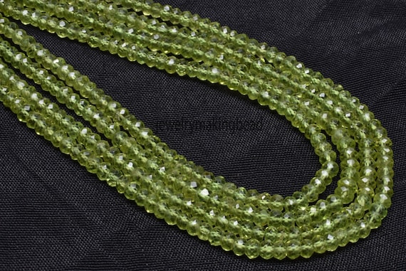 4-4.5mm AAA Natural Green Peridot Faceted Rondelle Wheel Gemstone Beads 