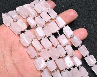Natural Pink Rose Quartz Faceted Beads – India Cut Crystal Tumble Gemstone Strand, Loose Beads for Handmade Jewelry