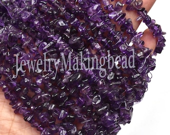 Natural African Amethyst Uncut Chips Raw Gemstone Beads,AAA Quality Purple Amethyst Gemstone Rough Beads,Jewelry Making Crafts Amethyst Bead