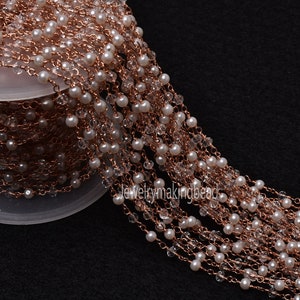 SALE Rosary Chain Rose Gold, Wire 3,5,10,25Ft Pearl ,Crystal Quartz Hydro Faceted Rondelle Beaded,Jewelry Making Finding,3-3.5mm Craft Chain
