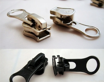 Slider PULLER Part For CHUNKY Size #5 Zip Donut Repair Zipper Black Silver UK