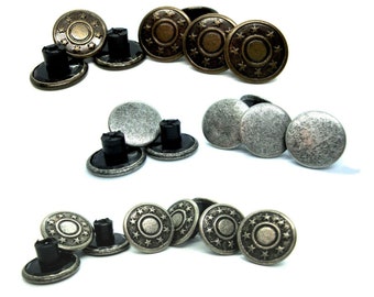 17mm Metal Jeans Buttons Hammer on Denim Tack Alloy Studs Oxyd Antique Brass Pin