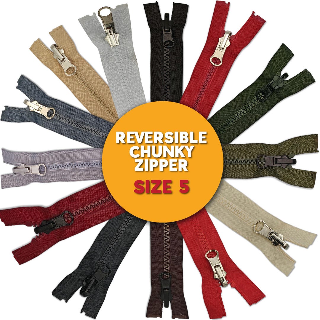 Reversible Chunky Zipper Size #5 Flip Over Puller Double Sided