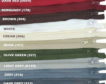 CHUNKY Plastic Zip Open End Single Slider #5 Black Cream Navy Grey 50 60 70 80cm