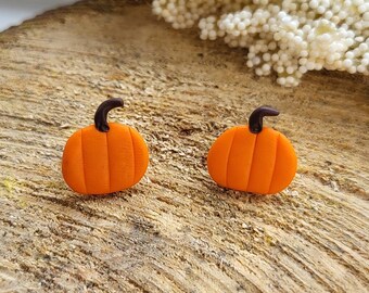 Orecchini a forma di zucca in argilla polimerica fatti a mano, gioielli autunnali di Halloween